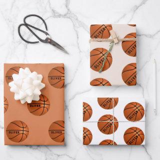 Basketball Ball Pattern Kids Name Birthday Wrappin  Sheets