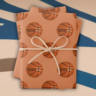 Basketball Ball Pattern Kids Name Birthday   Sheets