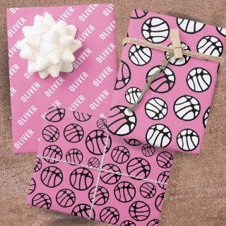 Basketball Ball Pattern Pink Name   Sheets
