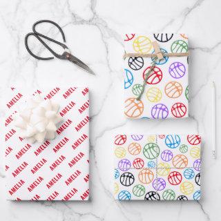 Basketball Ball Pattern Sport Colorful Name  Sheets