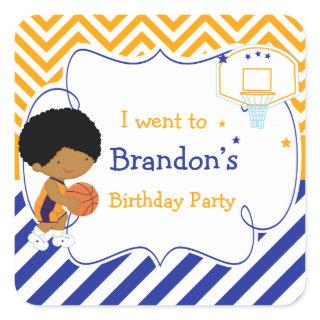Basketball Cute African American Boy 'I went to' Square Sticker