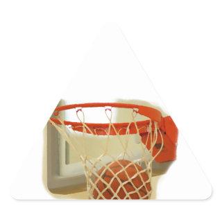 Basketball falling through hoop triangle sticker