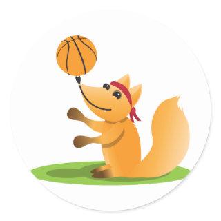 Basketball fox classic round sticker