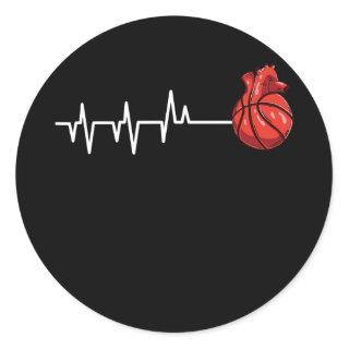 Basketball Heartbeat  Classic Round Sticker