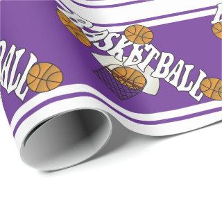 Basketball on Purple and White Background