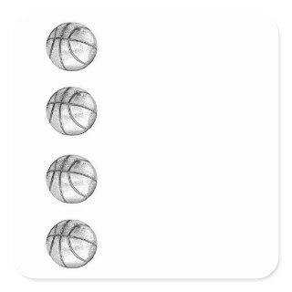 Basketball sketch with pencil on white background square sticker
