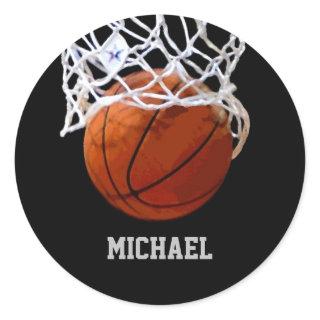 Basketball Your Name Classic Round Sticker