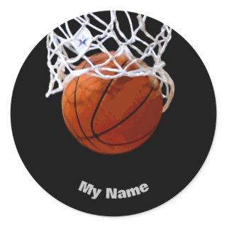 Basketball Your Name Classic Round Sticker