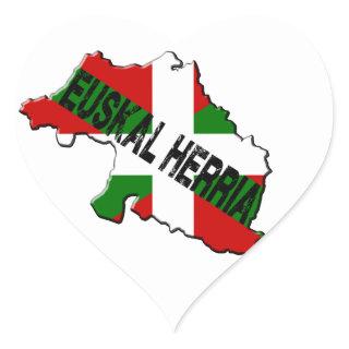 Basque country map plus euskal herria flag heart sticker