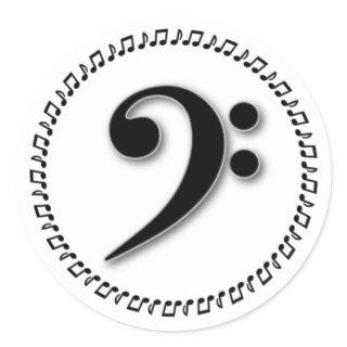 Bass Clef Music Note Design Classic Round Sticker