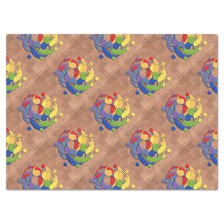 Bass Clef Rainbow Puzzle Ball on Copper Shingles Tissue Paper