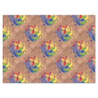 Bass Clef Rainbow Puzzle Ball on Copper Shingles Tissue Paper