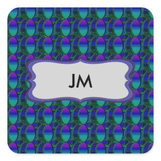 Bass Drum Shades of Blue Pattern Monogram Sticker