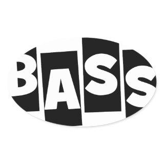 Bass Guitar black knock out text design Oval Sticker