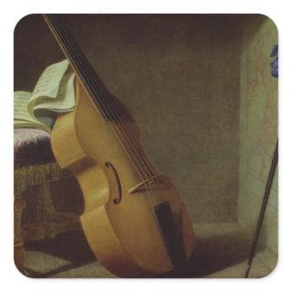 Bass Viol, Score Sheet and a Sword, 1693 Square Sticker