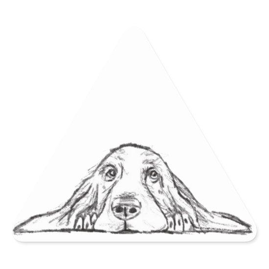 basset hound black white simple puppy dog eyes  triangle sticker
