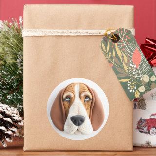 Basset Hound Dog 3D Inspired Classic Round Sticker