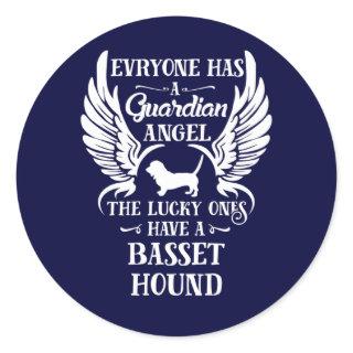 Basset hound dog guardian angel classic round sticker