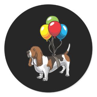 Basset Hound Dog with Ballons Classic Round Sticker