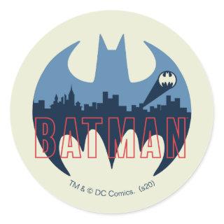 Bat Logo With Gotham & Bat Signal Classic Round Sticker