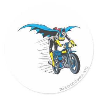 Batgirl on Batcycle Classic Round Sticker