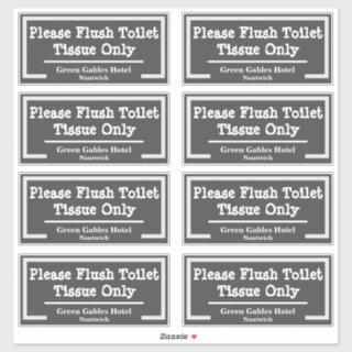 Bathroom Flush Toilet Paper Only Sticker