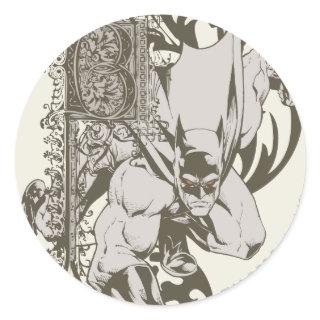 Batman and Decorated Letter B Classic Round Sticker