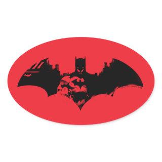 Batman and Gotham Silhouette Bat Logo Oval Sticker