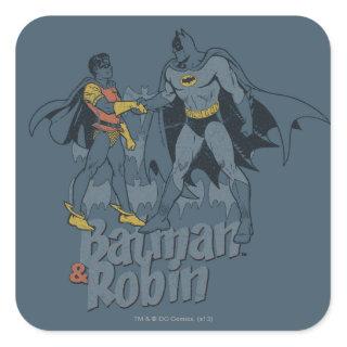 Batman And Robin Distressed Graphic Square Sticker