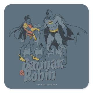 Batman And Robin Distressed Graphic Square Sticker