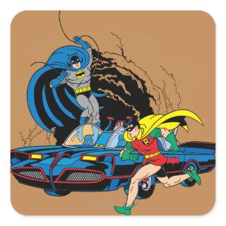Batman And Robin In Batcave Square Sticker