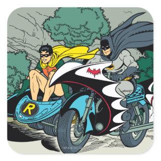 Batman And Robin In Batcycle Square Sticker