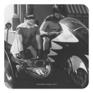 Batman and Robin in Batcycle Square Sticker