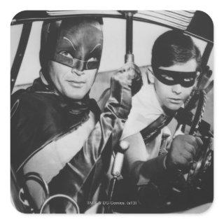 Batman and Robin In Batmobile Square Sticker