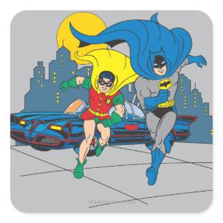 Batman And Robin Running Square Sticker