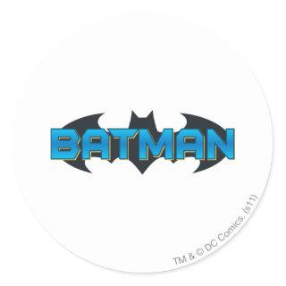 Batman | Blue Name Logo Classic Round Sticker