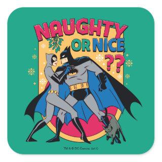 Batman | Catwoman Under Mistletoe Naughty Or Nice Square Sticker