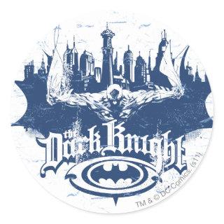Batman Dark Knight | Cityscape Blue Logo Classic Round Sticker