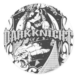 Batman Dark Knight | White Grey Outline Logo Classic Round Sticker