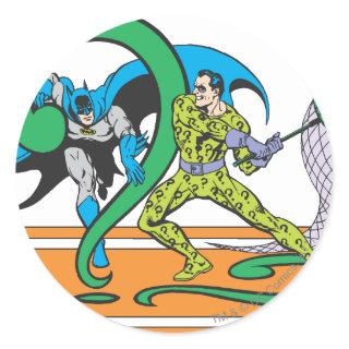 Batman Fights Riddler Classic Round Sticker