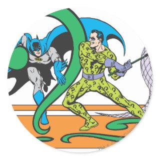 Batman Fights Riddler Classic Round Sticker