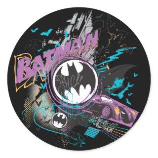 Batman Gotham Skyline Sketch Classic Round Sticker