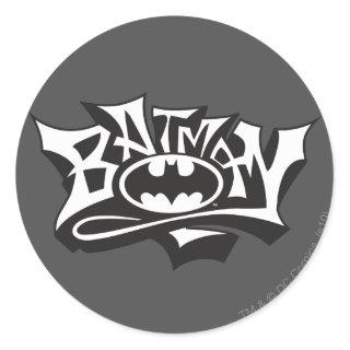 Batman | Graffiti Name Logo Classic Round Sticker