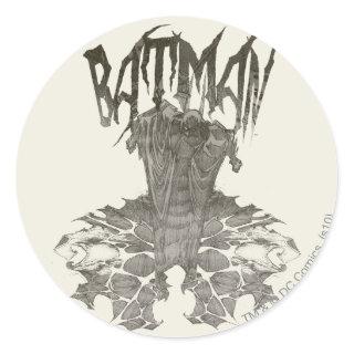 Batman | Graphic Novel Pencil Sketch Beige Logo Classic Round Sticker