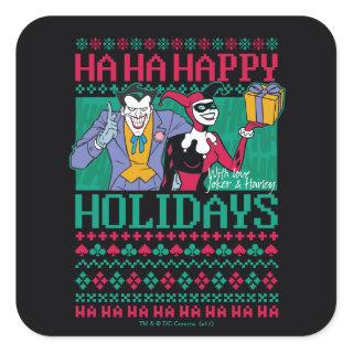 Batman | Happy Holidays Joker & Harley Quinn Square Sticker