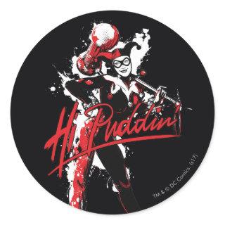 Batman | Harley Quinn "Hi Puddin'" Ink Art Classic Round Sticker