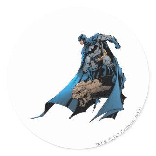 Batman on gargoyle classic round sticker