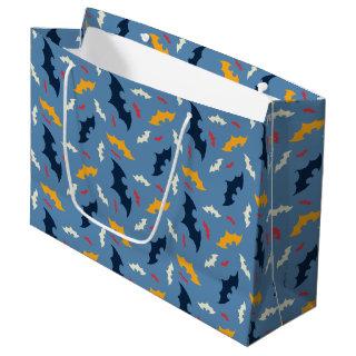 Batman | Red, Blue, and Yellow Bat Logo Pattern Large Gift Bag