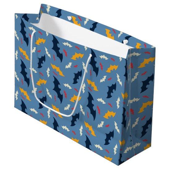 Batman | Red, Blue, and Yellow Bat Logo Pattern Large Gift Bag