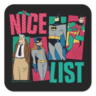 Batman | Santa Nice List of Heroes Square Sticker